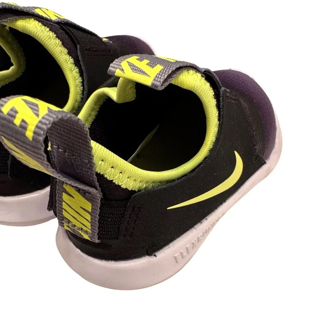 Nike Flex Runner Size 4 Child Infant Sneaker Black Neon NWOB